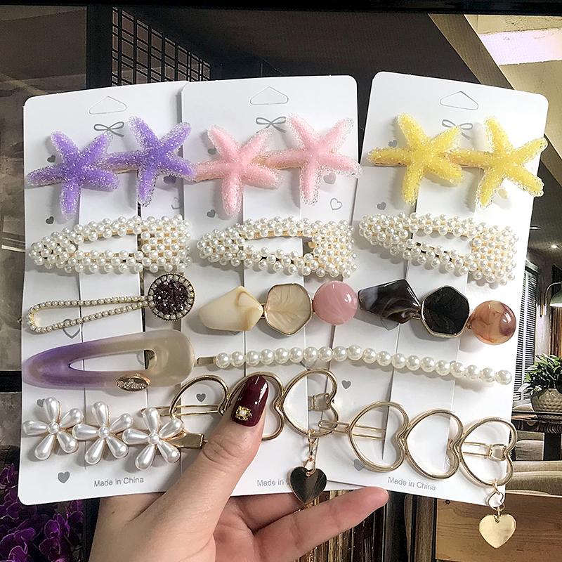 

2020 New Fashion Women Girls Hairpins Side Clip Hair Jewelry Trendy Geometric Hair Clip Pearl Crystal Barrettes Accessories