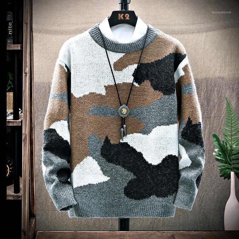 

New Fall Winter Soft Cashmere Sweater Men Thick Warm Camouflage Style Male Pullovers Top Quality Printed Mens Christmas Sweaters1, Black