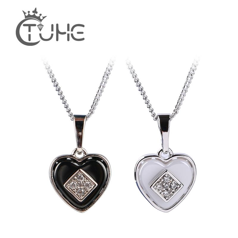 

Shinny Heart Necklace for Women With Bling Crystal Heart Shape Ceramic Pendant Necklace Ethnic Bohemian Choker Wedding Gift