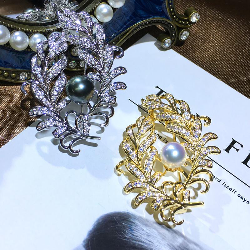 

MADALENA SARARA Cubic Zircon Brooch Pin Copper Saltwater Pearl Fine Elegant For Women Jewelry BM-0029525