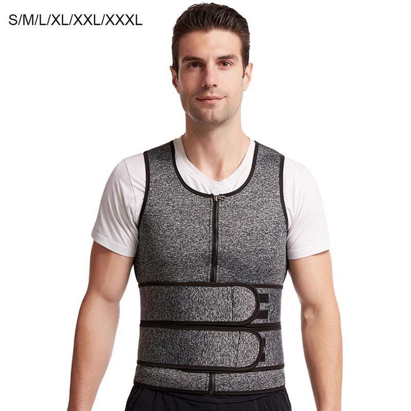 

Men Double Waist Belt Vest Spandex Shapewear Reinforced Sweat Rubber Belt Waist Sports Corset Abdomen S, M, L, XL, XXL, 3XL, Grey