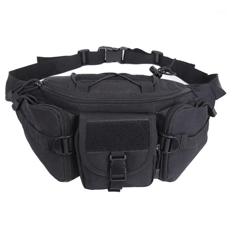 

Adjustable Running Travel Waterproof Oxford Hiking Waist Bag Hip Pack Belt Sports Durable Outdoor Climbing Multi Pockets1, Black
