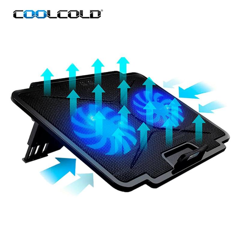 

COOLCOLD Laptop Cooling Pad 2 USB 5 Adjustable Angles Cooler Fan Cooling Stand With Led Light For 11-15.6 inch Notebook Computer