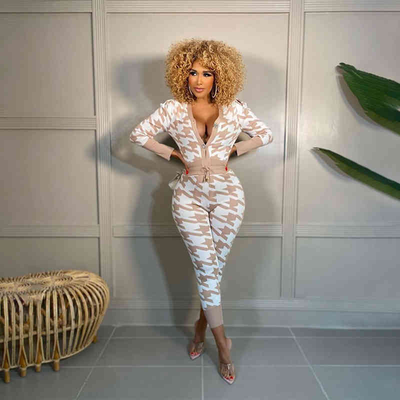 

Sexy Fashion Long Sleeve V-neck Print Front Button Slim Fit Pants Women Autumn And Winter Two Piece Set, Gray