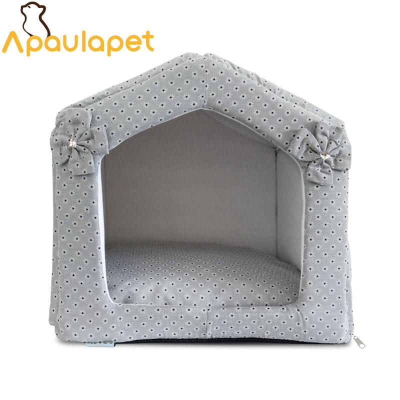 

APAULAPET Pet Bed Floral Yellow Grey Cat House Mat Removable Dog Beds For Small Dog hond cachorro Pet Supplies