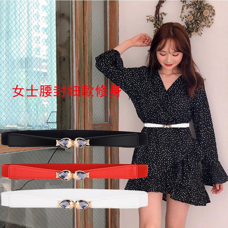 

Women's belt Candy color for party dress pin buckle femal lady belt thin braid Thin narrow, Black