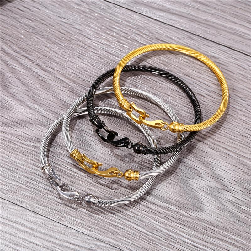 

2020 Hot Style Rose Gold Titanium Steel Material Bracelet for Men and Women New Personality Opening Simple Hook Fine Jewelry
