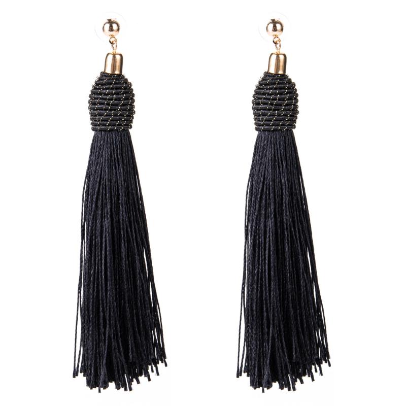 

Dangle & Chandelier 2021 Long Tassel Earrings For Women Boho Drop Fringe Silk Fabric Vintage Statement Fashion Jewelry