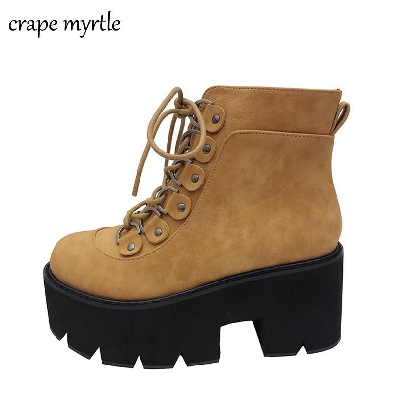 

snow shoes brown black boots platform shoes ankle boots High Heel motorcycle women winter botines mujer YMA489