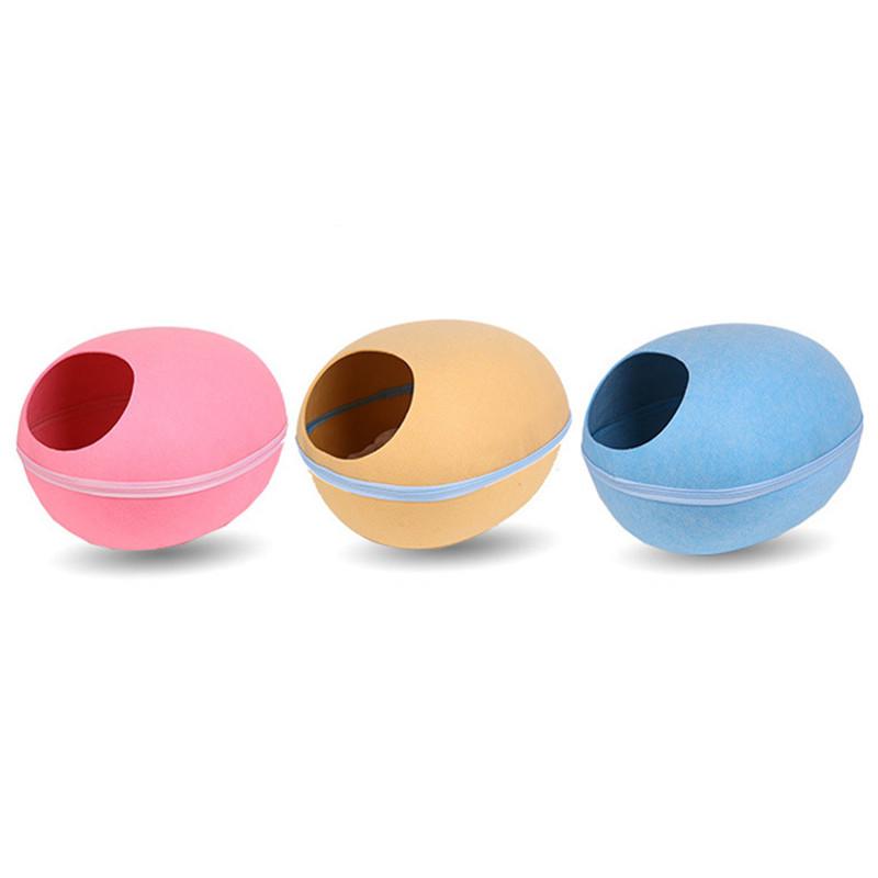 

Blanket Cloth Dog Cat Bed Sleeping Bag Zipper Egg Shape Felt Cloth Warm Pet House All Around Nest Breathable Pet Dog Cat House, Gray