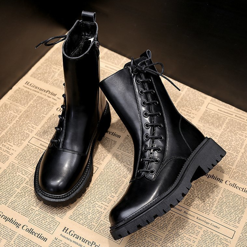 

2021 Fashion Luxury Winter Design Rentals Up to Martin Retro-round Boots Ankle Boot Hot Plush Flat Shoe Ycif, Black