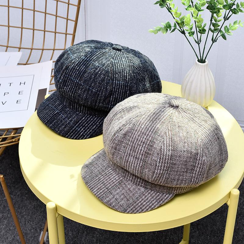 

Baldauren Women's Wool cotton Berets Autumn winter octagonal Berets Fashion artist painter newsboy hat Black gray