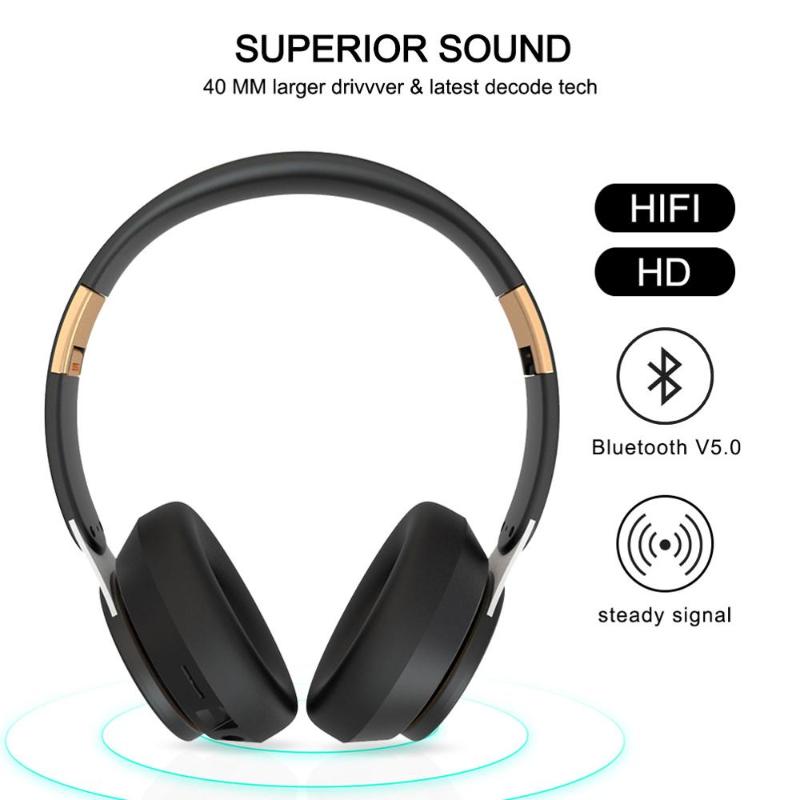 

Fashion Wireless Headphones Bluetooth 5.0 Headset Foldable Stereo Adjustable Earphones With Mic for phone Pc TV Huawei