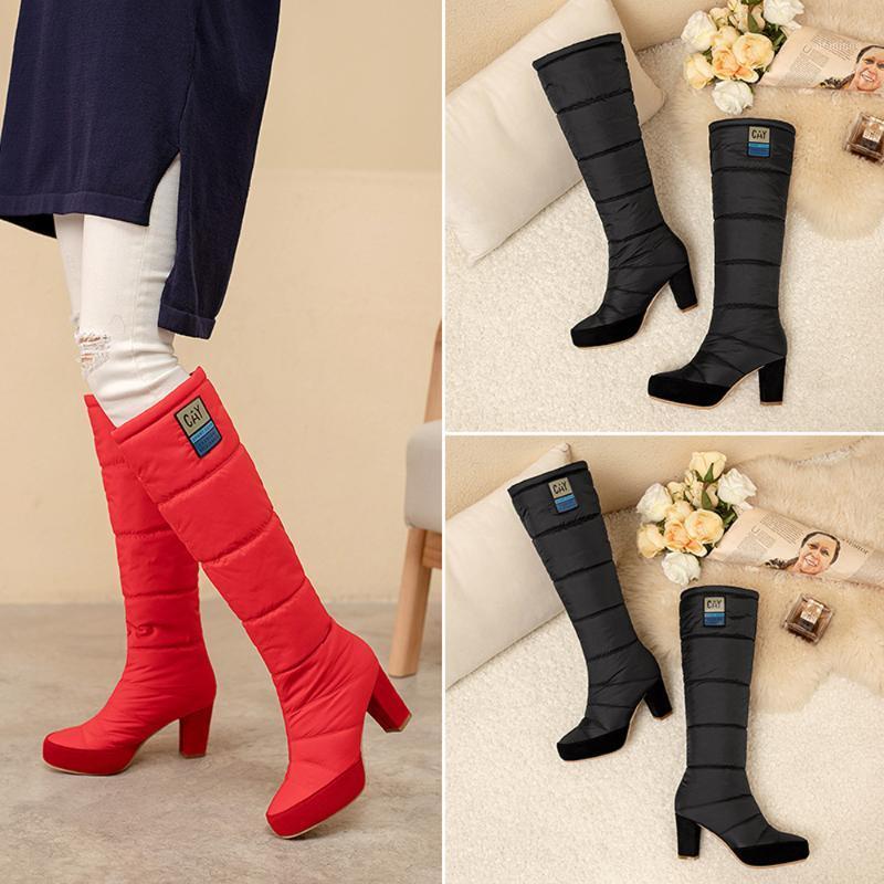 

Women Platform Winter Shoes Comfort Waterproof Non-Slip Ladies Winter Boots Thick Fur Bottines for Girls Femmes High Heel Bottes1, Black