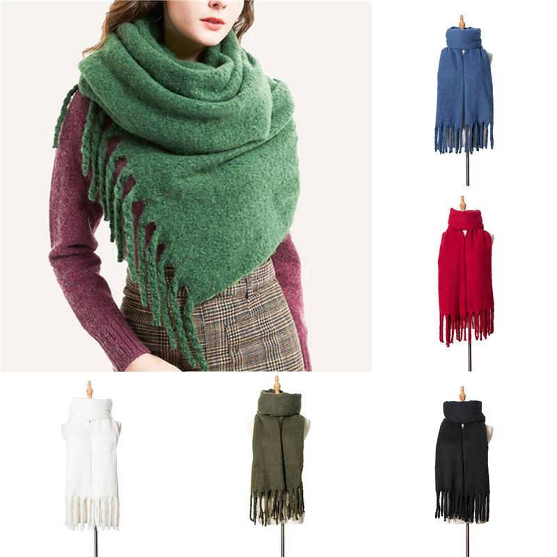 

Winter Scarves Women 2020 New Warm Solid Color Thickening Long Scarf Classic Soft Female Shawl Lady Wraps