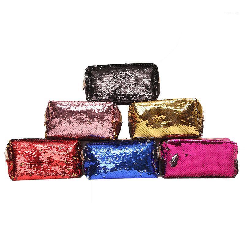 

6 Colors Sequins Women Makeup Cosmetic Bags Women Ladies Beauty Case Cosmetics Organizer Toiletry Bag Travel Wash Pouch1, Black