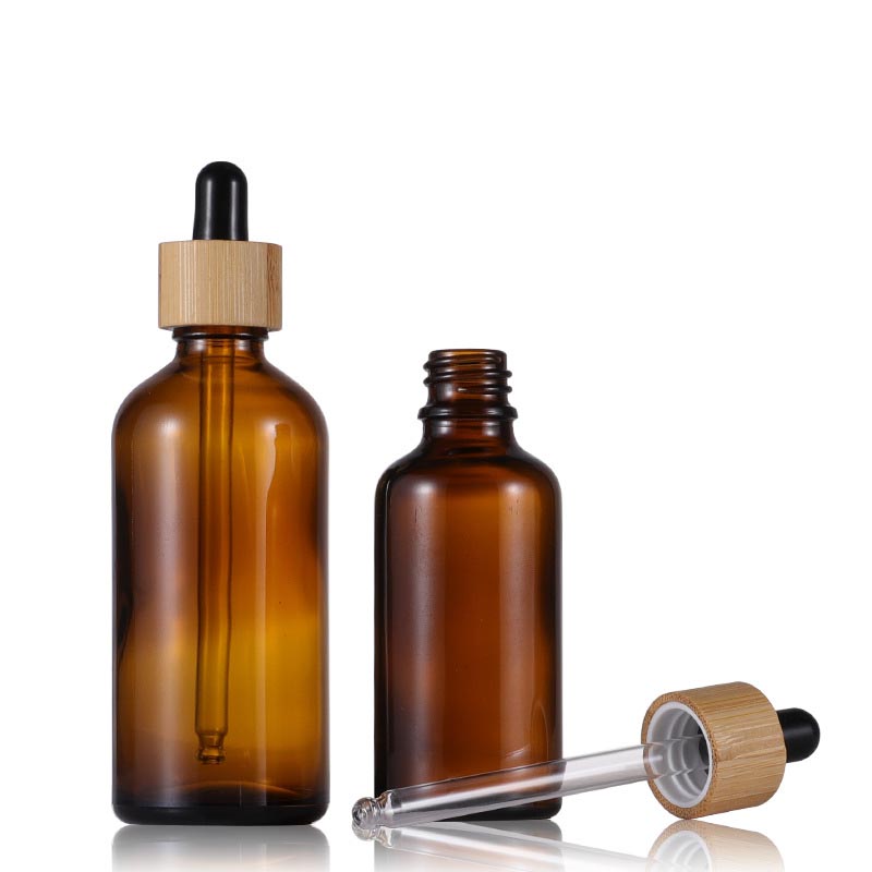 

5ml 10ml 15ml 20ml 30ml 50ml 100ml Amber Glass Dropper Bottle Bamboo Essential Oil Container In Stock