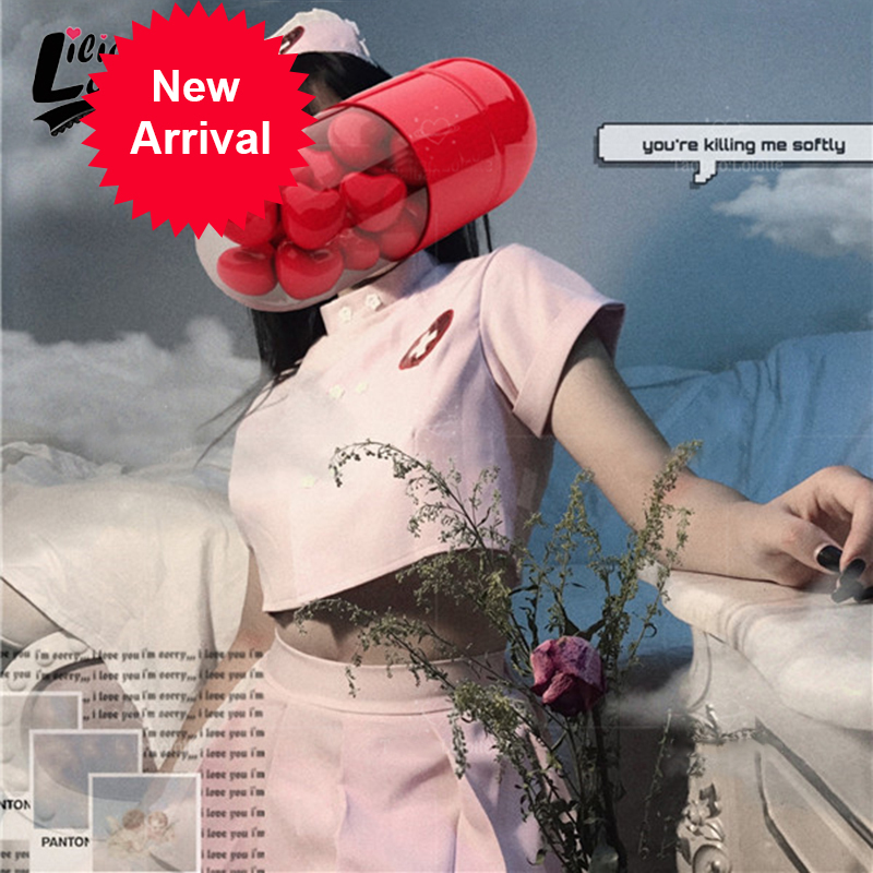 

Lilicochan cosplay pink costumes erotic nurse maid uniform sexy lingerie women warm clothes for cool girl Gothic punk style