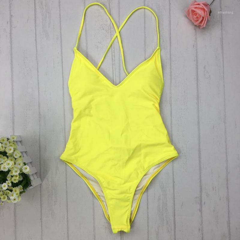 

2020 new backless monokini Multi rope yellow blue Brazilian One Piece swimwear swimsuits women summer 20201, Sky blue