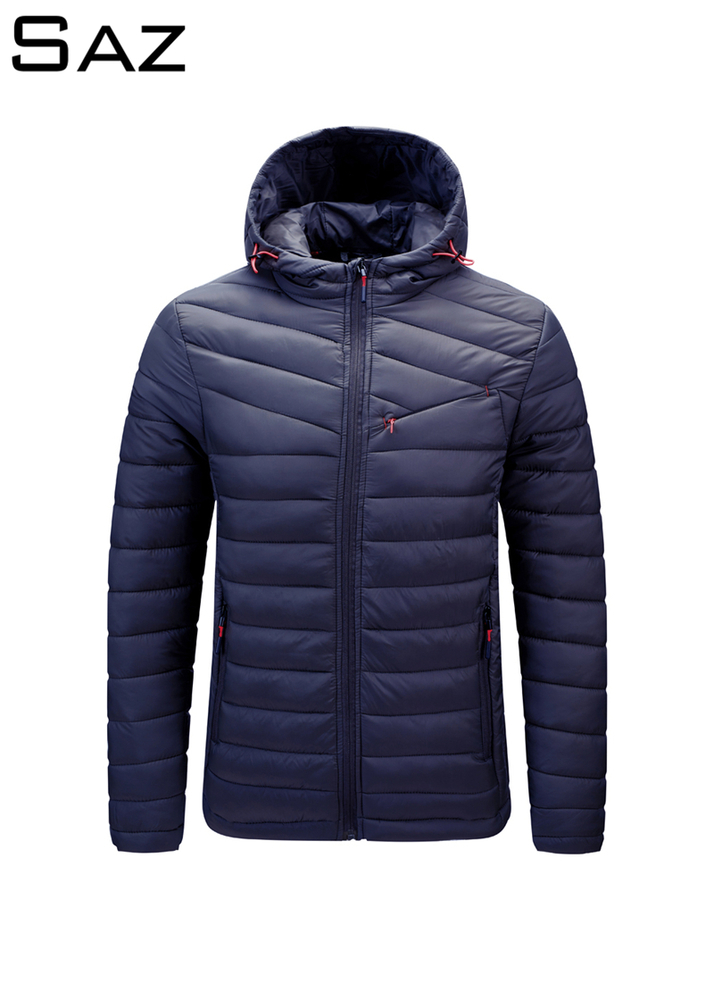 

Saz Feather Man Ultra Light Jacket Men Winter Coat Down Windbreaker Stand Collar Parka, Black