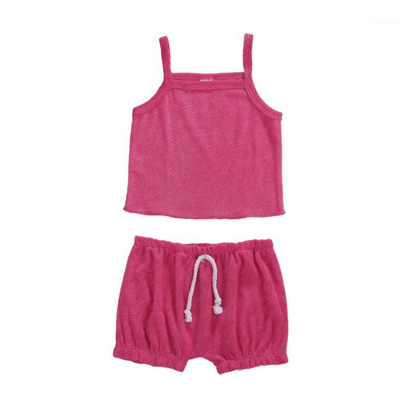 

2020 Summer Toddler Baby Girls Breathable Solid Color Square Collar Sleeveless Suspender Top + Shorts 2PCS Set 0-18M Clothing1, Blue