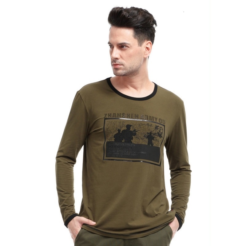 

2021 New Men with Long Sleeves Military Combat 100% Cotton Plus Size Male Casual Tactical Shirt Army T-shirts Tshirt 4xl 9y2z, Army green.