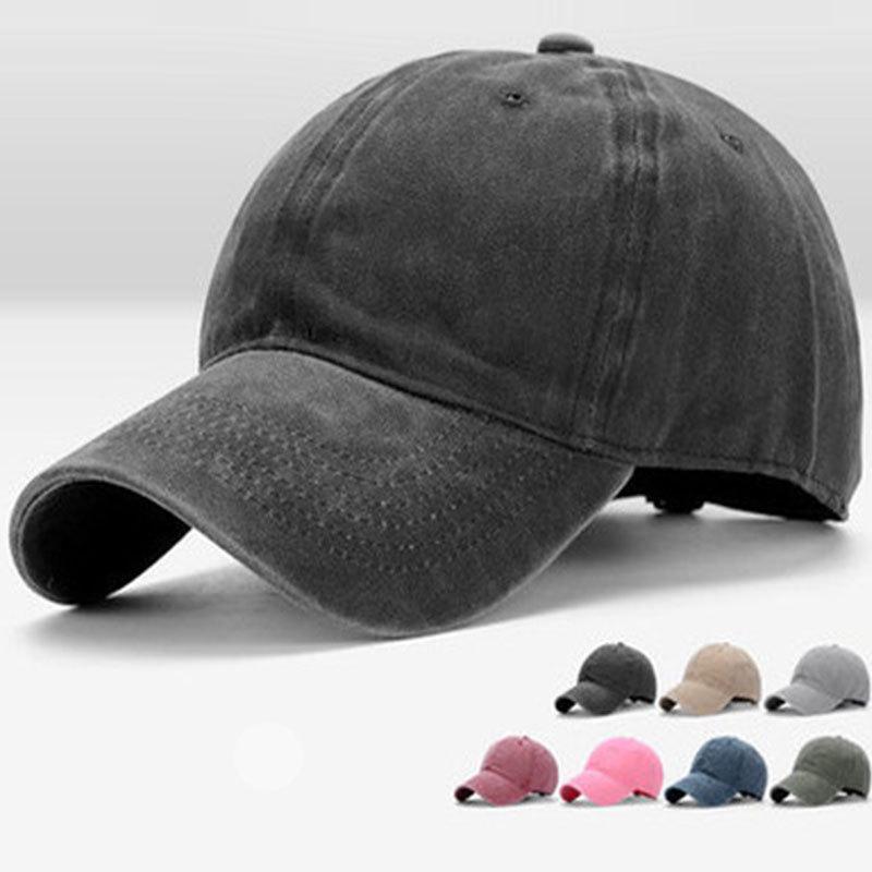 

Spring and Autumn Hats, Summer Solid Color Caps, Washed Baseball Caps, Old Cowboy Sun Hats, Black