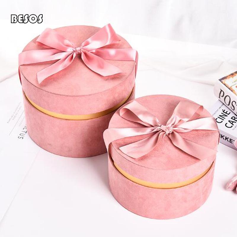 

Wholesale Large Solid Colorful Round Cylindrical Suede Velvet Gift Box Wedding Birthday Party Storage Candy Ring Tie Gift Box
