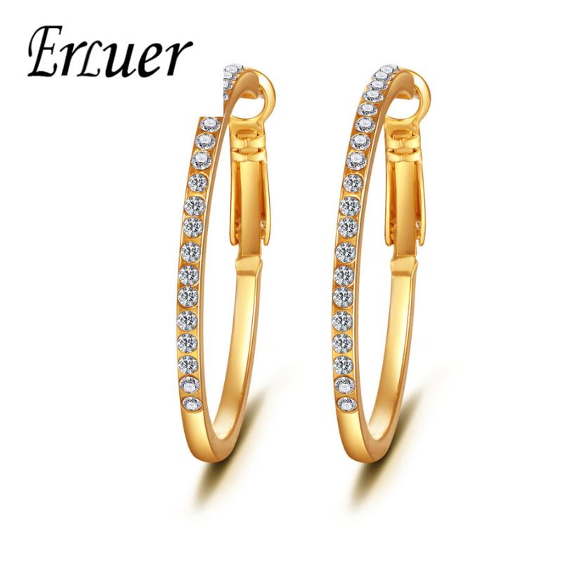 

ARUEL Punk gold color dubai fashion big Hoop earrings women bridal african wedding Christmas gift rhinestone austrian jewelry