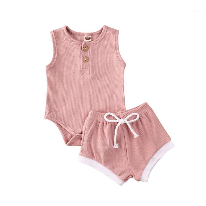 

2Pcs Baby Clothing Set Summer Toddler Baby Girls Boys Sleeveless Round Collar Romper Bodysuit + Shorts 3 Colors1, Green