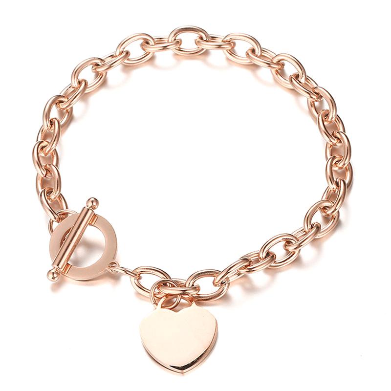 

1pcs Fashion Women Stainless Steel Love Heart Bracelet Chain Bangle Jewelry Gift For Women