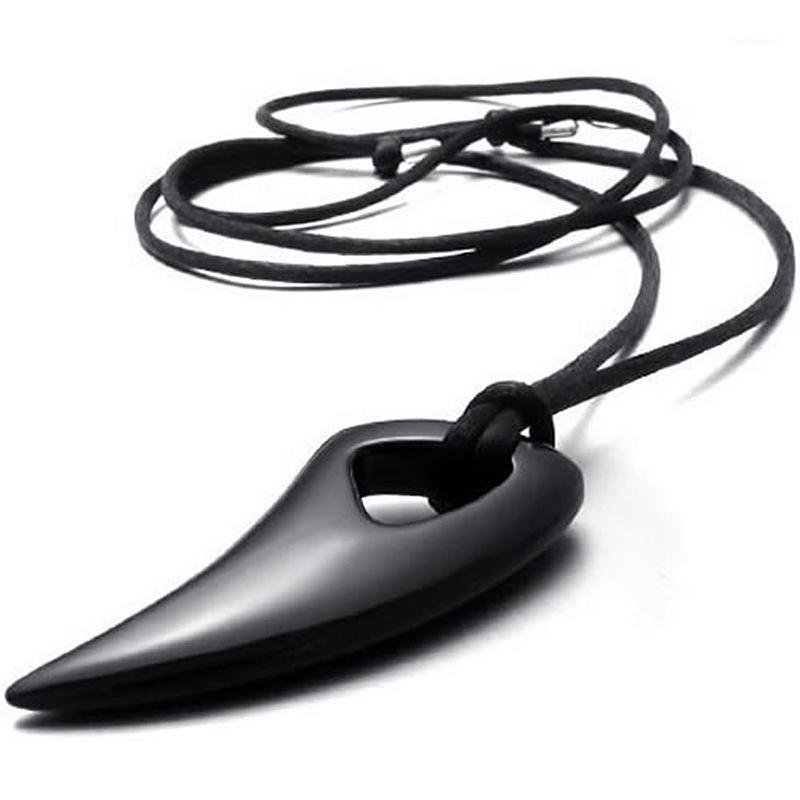 

Jewelry Men's Necklace Pendant - Adjustable Cotton Chain - Tribal Wolf Tooth Stainless Steel for Men Black With Gift Ba1