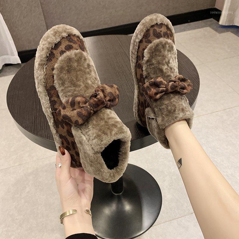 

Women's Shoes New Women's Winter Ankle Boots Round Toe Flat with Zippre Leopard Plus Velvet Warm Boots Ladies Shoes Botas Mujer1, Black