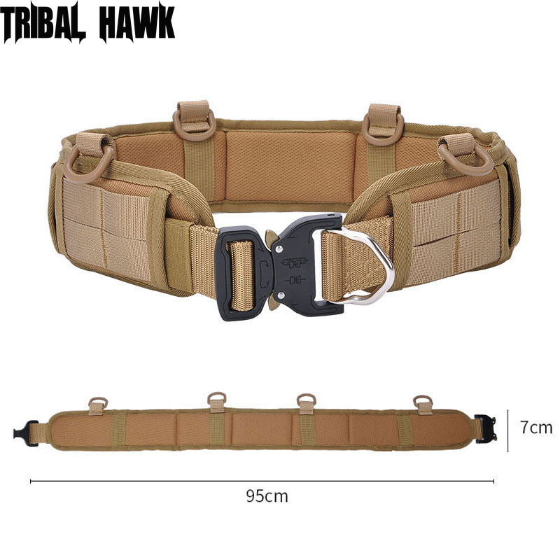 

Molle Tactical Battle Belt War CS Cambat Equipment Military Airsoft Waistband Police Army Hunting Belt Soft Padded Adjustable Q1117, Black 4