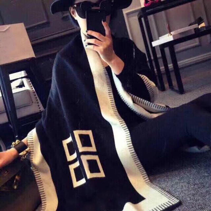 

High End Women Luxury Cashmere Scarf 70*180 cm Black White Keep Warm Women Autumn Winter Scarf Big Shawl