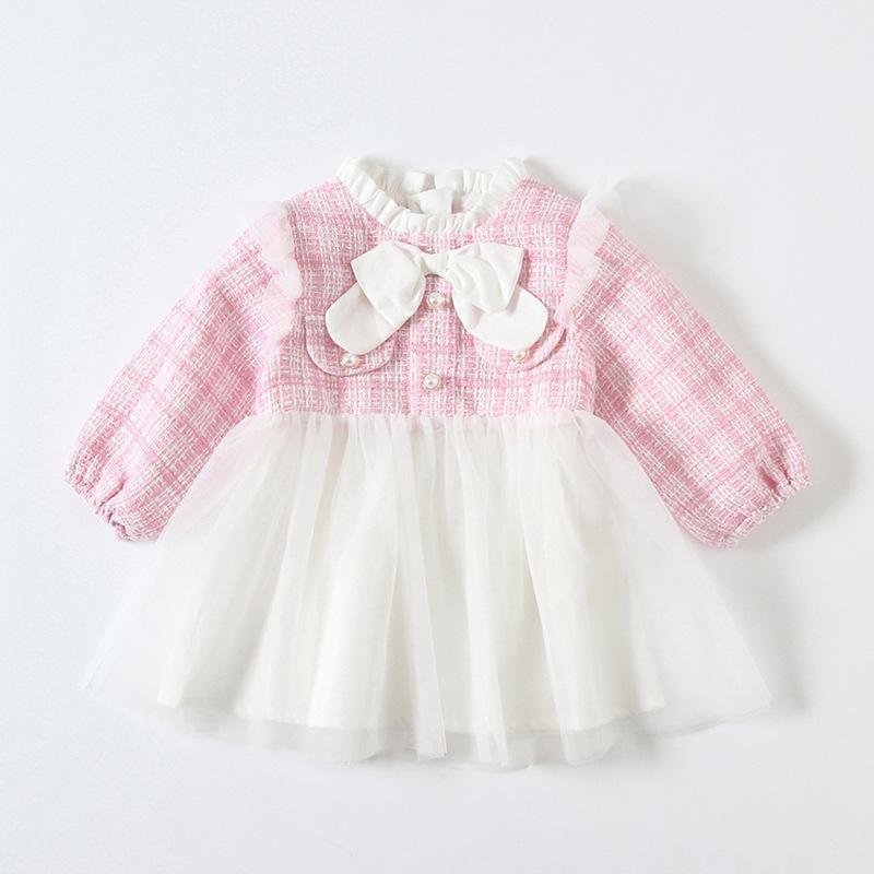 

2020 Autumn Baby Girls Princess Dress Fashion Cute Plaid Toddler Dresses for Girls Vestidos Baby Girl Clothes Children Clothing1, Pink