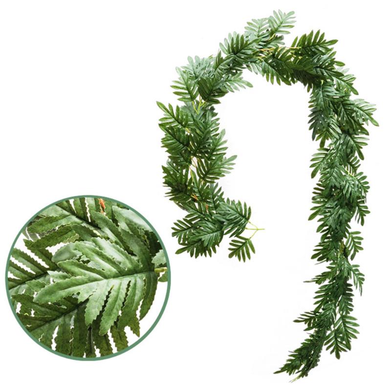 

1/2M Long Artificial Leaf Rattan Home Garden Decor Artificial Plant Wall Hanging Vine Tube Balcony Garden Simulation Green Plant, 1m