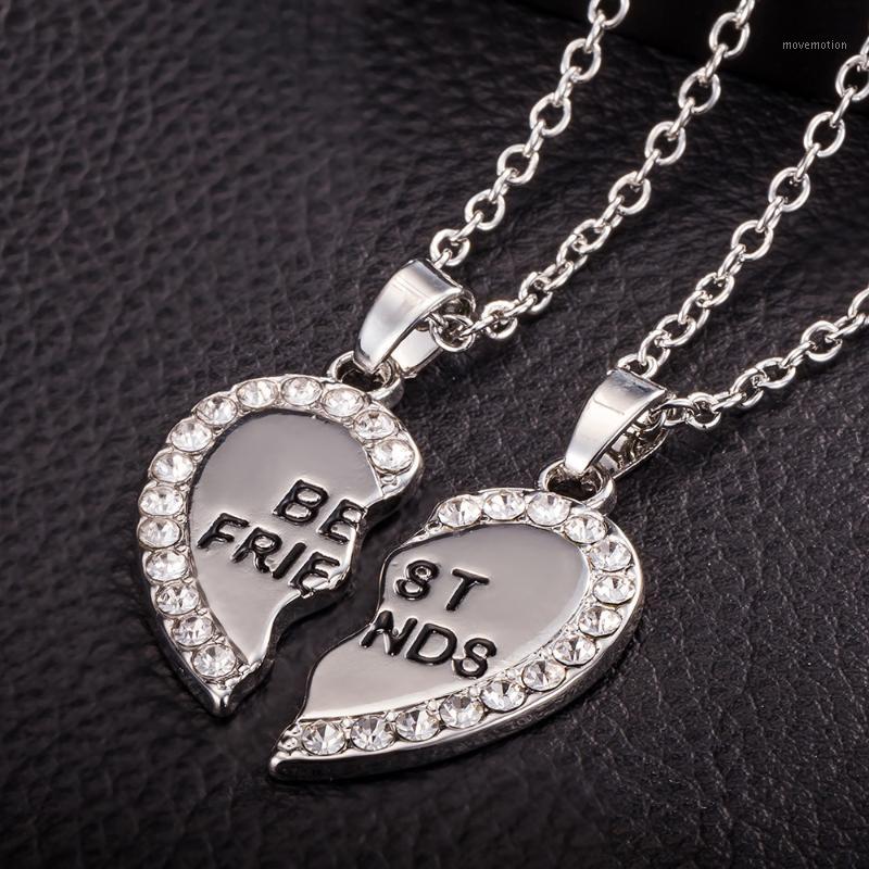 

SYNOKE Stylish Jewelry Unisex 2 Pcs Bff Necklace Best Friend Mens Womens Heart Pendant Necklace Couple Gold color Chain Z05211