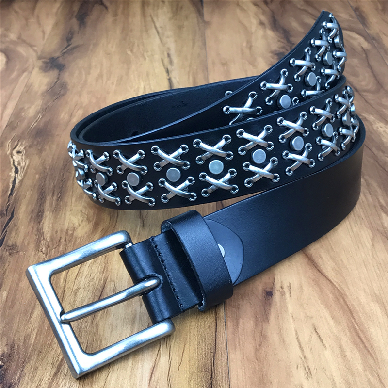 

Genuine wide-waist hombre waistband laugh mbt0560 leather belt 4W03, Black