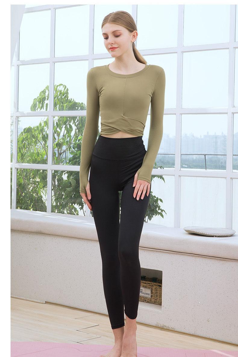 

Yoga suit women' autumn and winter new fast drying long sleeve tight fitness Sweatshirt + high waist Yoga Pants two piece set, Blue