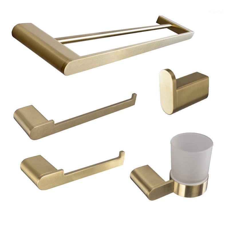 

Gold Bathroom Accessories Set 304 Stainless Steel Toilet Paper Holder Tooth Brush Holder Wall Mount Towel Bar Bathroom Hardware1