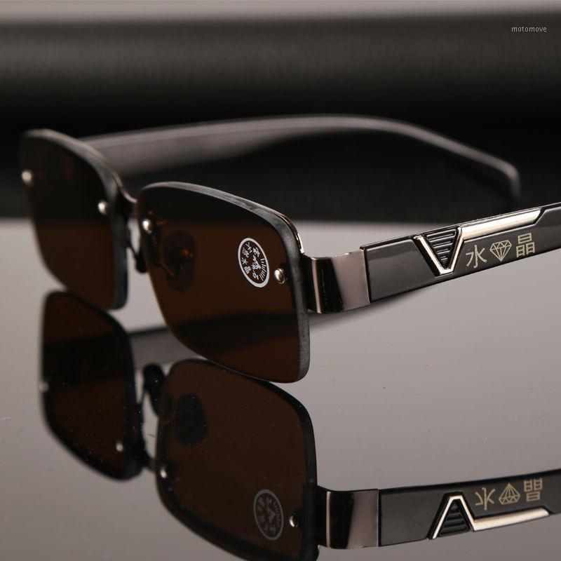 

2020 Natural crystal sunglasses for men driving personality sunglasses cool tan shade glasses1