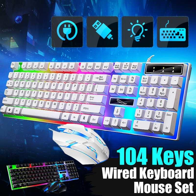 

104 Key Keyboard Mouse Combos USB Wired RGB Backlight Gaming Mechanical Keyboard Gamer Mouse Set For Laptop Computer PC Gamers