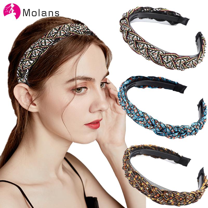 

Molans New Retro Weaving Hairbands Women Braided Headband Toothed Anti-slip Hair Hoop Fashion Hair Bands Bezel Accessories