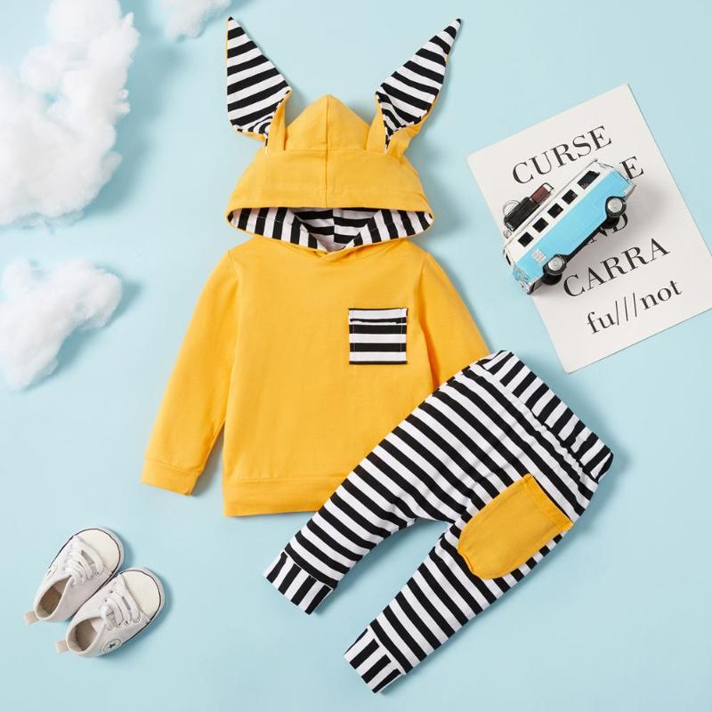 

PatPat 2020 New Spring and Autumn 2 pieces Baby Unisex Casual Stripes Baby's Sets for Baby Boy, Yellow