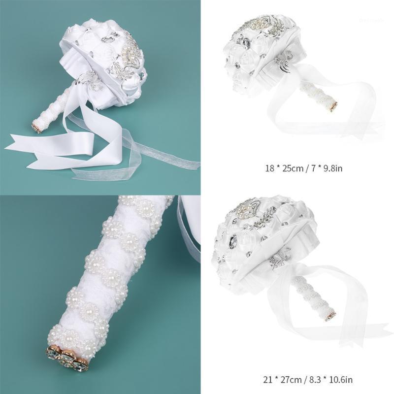 

Wedding Bouquet Bride Holding Flowers Pure Pearls Bridesmaid Flower Fashion Crystal Pearls Champagne Satin1, Type1