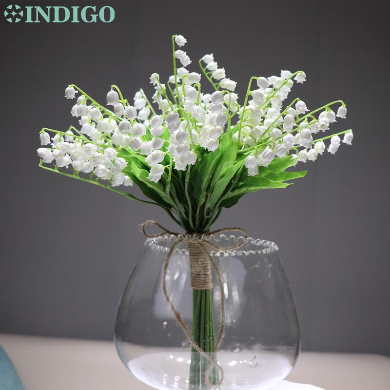 

INDIGO-18pcs White Convallaria Bouquet Wedding Bride Posy Flower Lily of the Valley Event Centerpiece Flower Free Shipping, 18 pieces flower