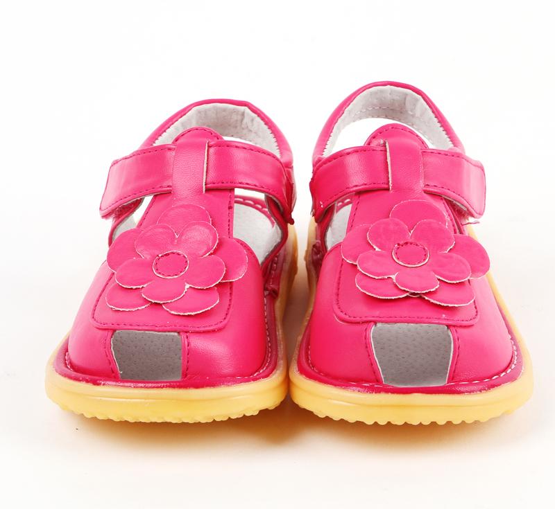 

baby girls sandals flower non slip sole white hot pink good quality bare feet baby shoes pigskin insole kids shoes SandQ