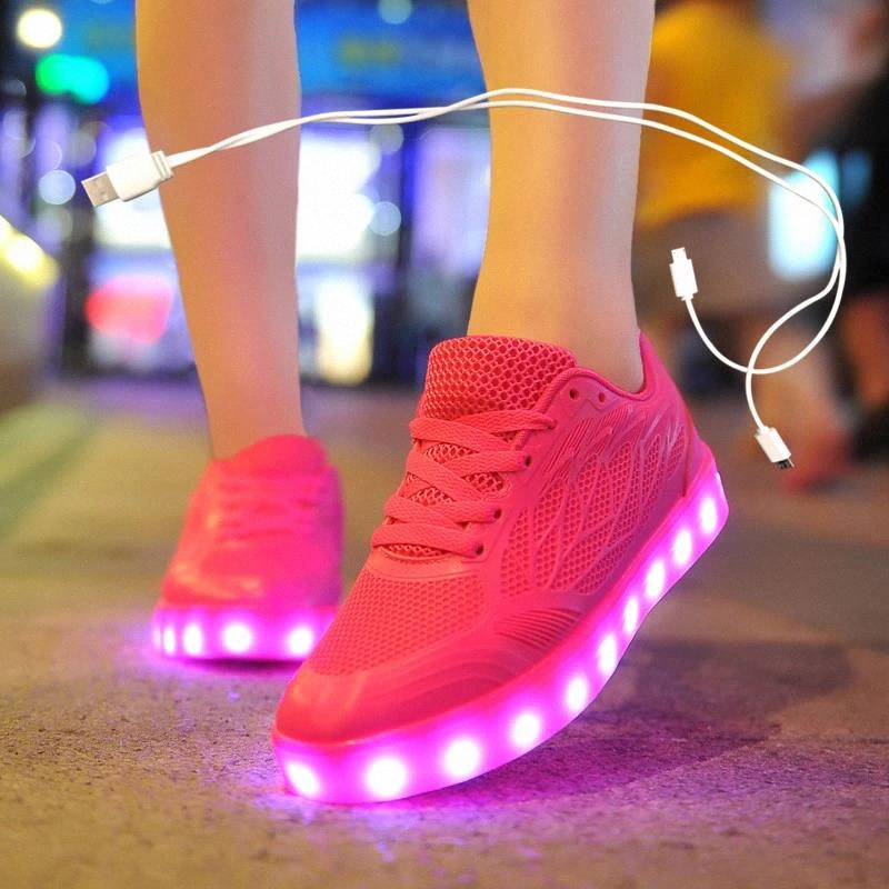 

Size 35-40 USB chargering Led Shoes for kids & adults Light Up Sneakers for boys girls men women Glowing Party Shoes #Ur1C