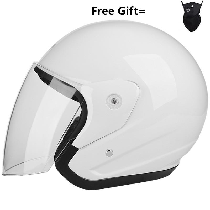 

Nuoman 218 Motorcycle Helmet Half Face ABS Motorbike Helmet Electric Safety Lens Moto Casque for Women/Men Casco Moto #, Gloss black